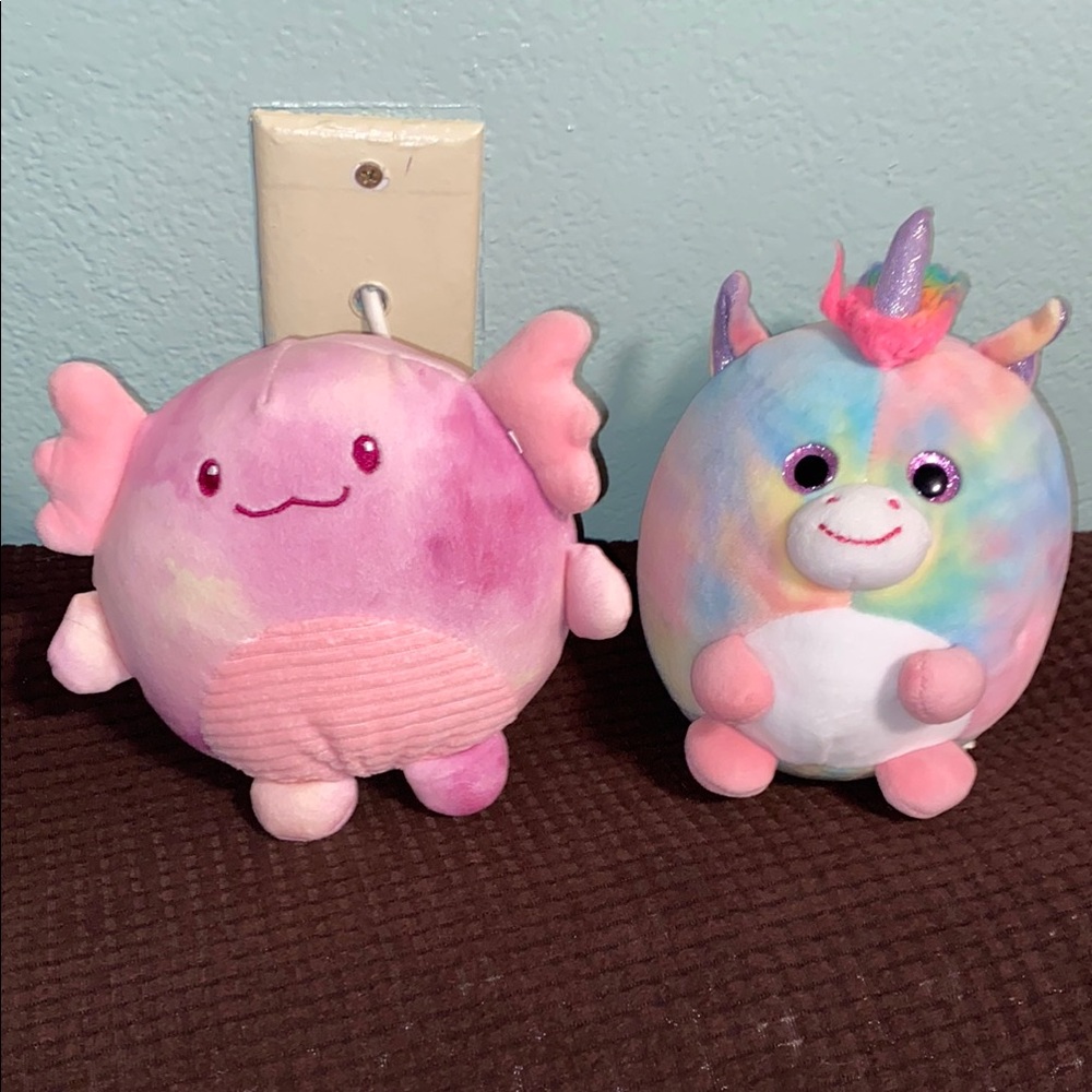 Pink and Multicolor Plush Toy Set